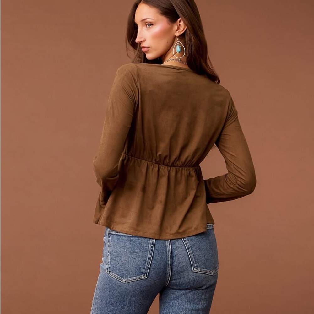 Buckle Rhinestone Peplum Top - Picture 3 of 5